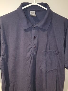 Navy Short-Sleeve Polo Shirt with Pocket